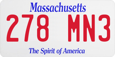 MA license plate 278MN3