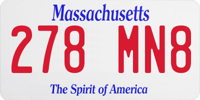 MA license plate 278MN8