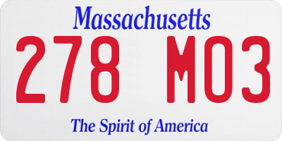 MA license plate 278MO3