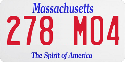 MA license plate 278MO4