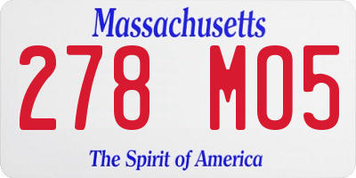 MA license plate 278MO5
