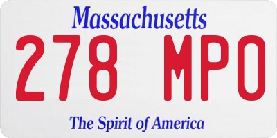 MA license plate 278MP0
