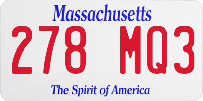 MA license plate 278MQ3