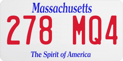 MA license plate 278MQ4