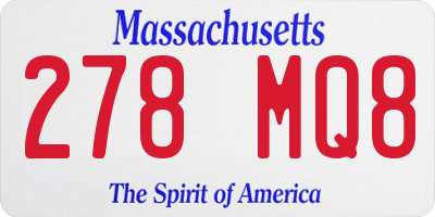 MA license plate 278MQ8