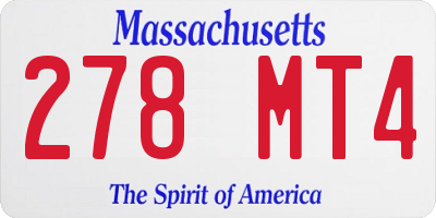 MA license plate 278MT4
