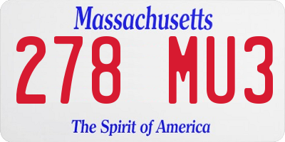 MA license plate 278MU3