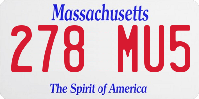 MA license plate 278MU5