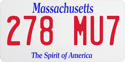 MA license plate 278MU7
