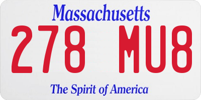 MA license plate 278MU8