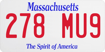 MA license plate 278MU9