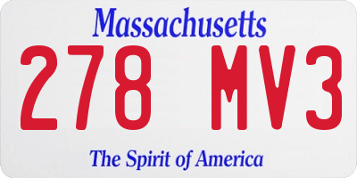 MA license plate 278MV3