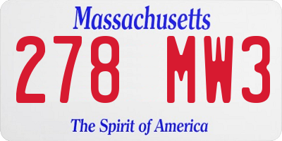MA license plate 278MW3