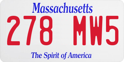 MA license plate 278MW5