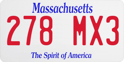 MA license plate 278MX3