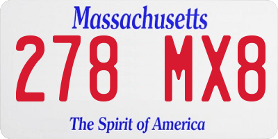 MA license plate 278MX8