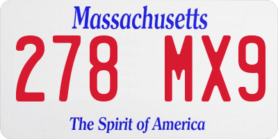 MA license plate 278MX9