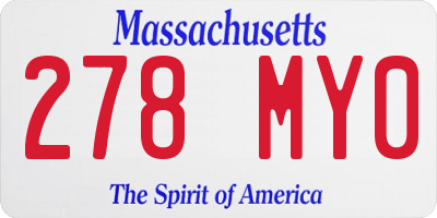 MA license plate 278MY0