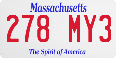 MA license plate 278MY3