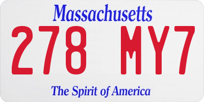 MA license plate 278MY7