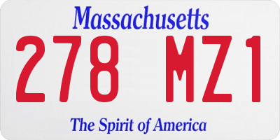 MA license plate 278MZ1