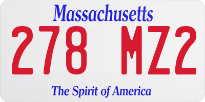 MA license plate 278MZ2