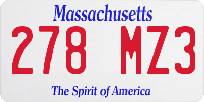 MA license plate 278MZ3