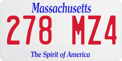 MA license plate 278MZ4