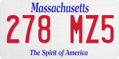 MA license plate 278MZ5
