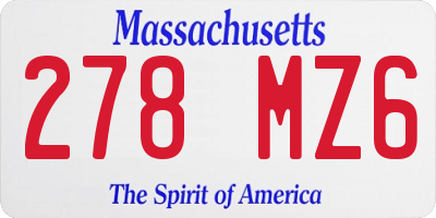MA license plate 278MZ6