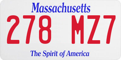MA license plate 278MZ7