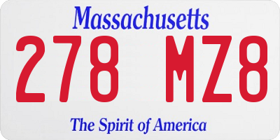 MA license plate 278MZ8