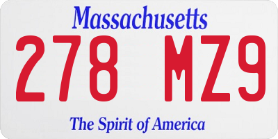 MA license plate 278MZ9