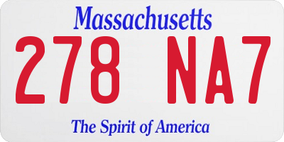 MA license plate 278NA7