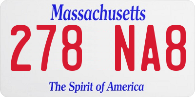 MA license plate 278NA8