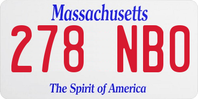 MA license plate 278NB0