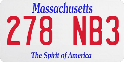 MA license plate 278NB3