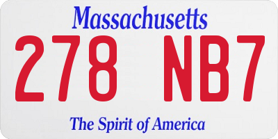 MA license plate 278NB7