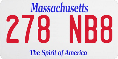 MA license plate 278NB8