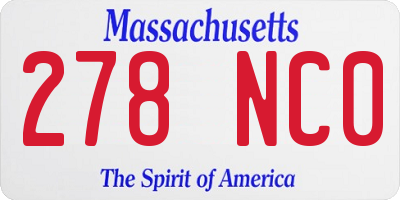 MA license plate 278NC0