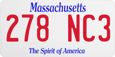 MA license plate 278NC3