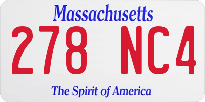 MA license plate 278NC4