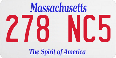 MA license plate 278NC5