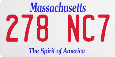 MA license plate 278NC7