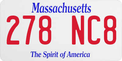 MA license plate 278NC8