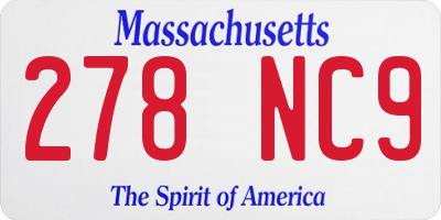 MA license plate 278NC9