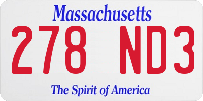MA license plate 278ND3