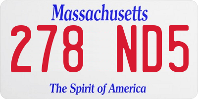 MA license plate 278ND5