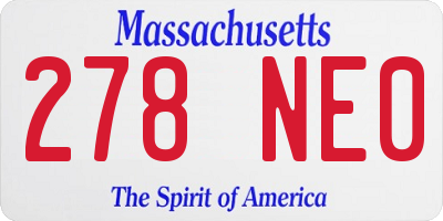 MA license plate 278NE0