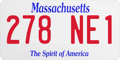 MA license plate 278NE1